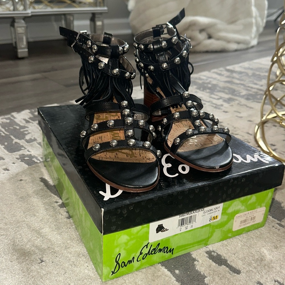 Sam Edelman Shaelynn Studded Black Leather/Suede Size 8